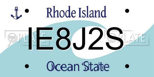 IE8J2S Rhode Island License Plate