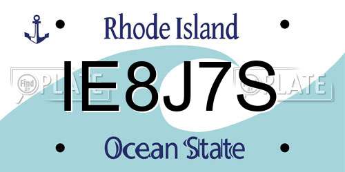 IE8J7S Rhode Island License Plate