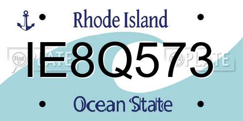 IE8Q573 Rhode Island License Plate