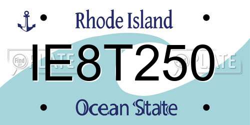 IE8T250 Rhode Island License Plate