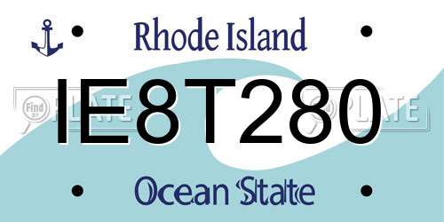 IE8T280 Rhode Island License Plate