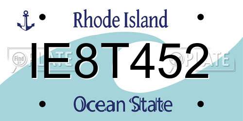 IE8T452 Rhode Island License Plate