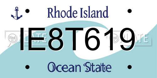 IE8T619 Rhode Island License Plate