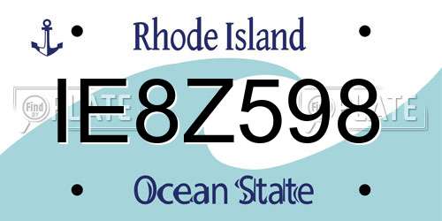 IE8Z598 Rhode Island License Plate