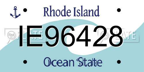 IE96428 Rhode Island License Plate