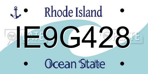 IE9G428 Rhode Island License Plate