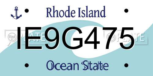 IE9G475 Rhode Island License Plate
