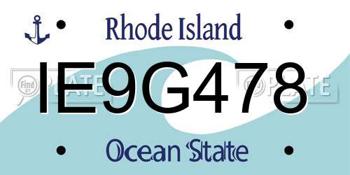 IE9G478 Rhode Island License Plate
