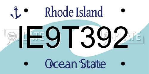 IE9T392 Rhode Island License Plate