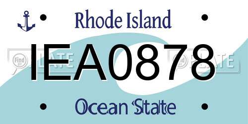 IEA0878 Rhode Island License Plate