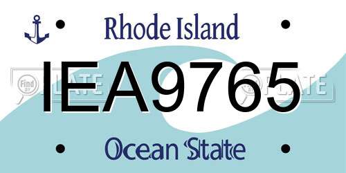 IEA9765 Rhode Island License Plate