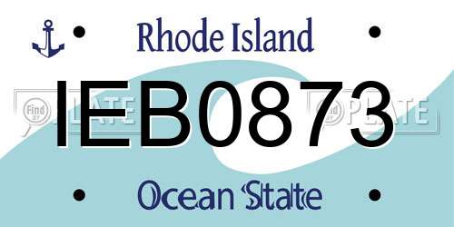 IEB0873 Rhode Island License Plate