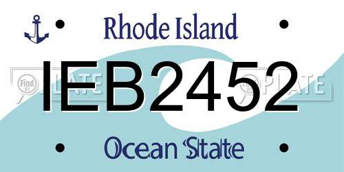 IEB2452 Rhode Island License Plate