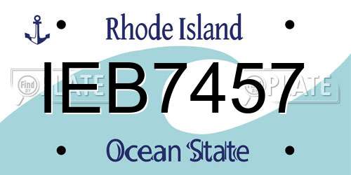IEB7457 Rhode Island License Plate