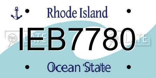 IEB7780 Rhode Island License Plate