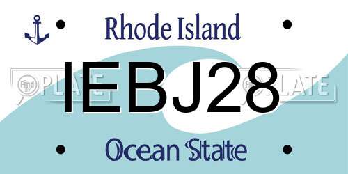 IEBJ28 Rhode Island License Plate