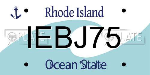 IEBJ75 Rhode Island License Plate