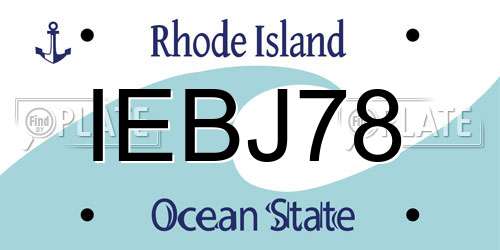 IEBJ78 Rhode Island License Plate