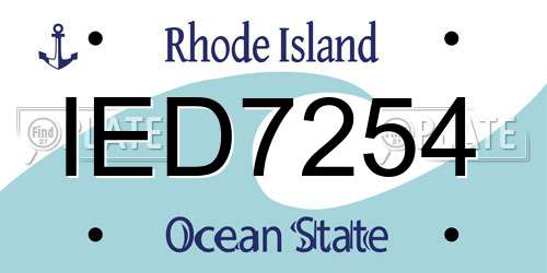 IED7254 Rhode Island License Plate