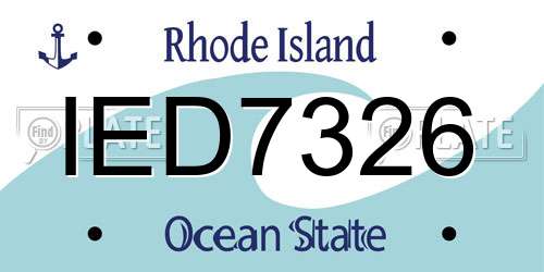 IED7326 Rhode Island License Plate