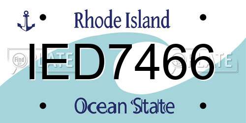 IED7466 Rhode Island License Plate