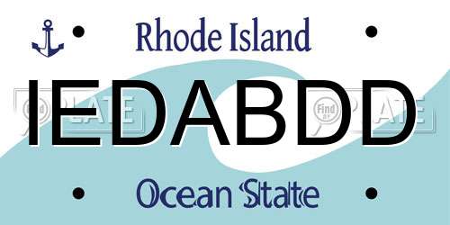 IEDABDD Rhode Island License Plate