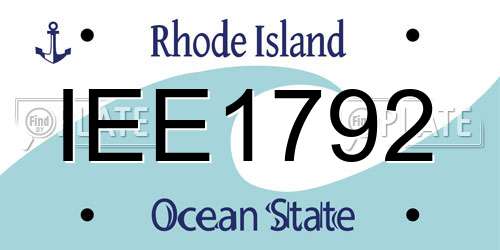 IEE1792 Rhode Island License Plate