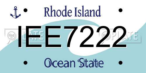 IEE7222 Rhode Island License Plate