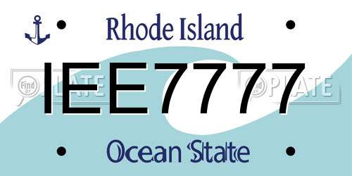 IEE7777 Rhode Island License Plate