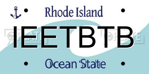 IEETBTB Rhode Island License Plate