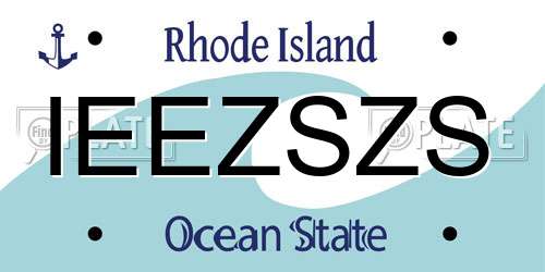 IEEZSZS Rhode Island License Plate