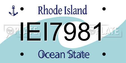 IEI7981 Rhode Island License Plate