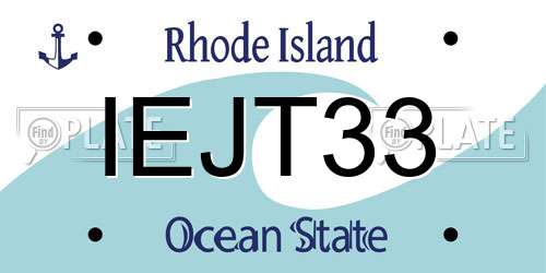 IEJT33 Rhode Island License Plate