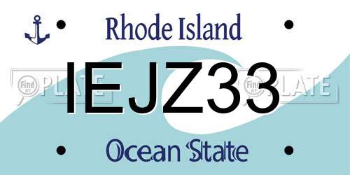 IEJZ33 Rhode Island License Plate