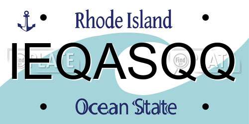 IEQASQQ Rhode Island License Plate