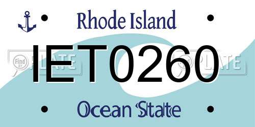 IET0260 Rhode Island License Plate