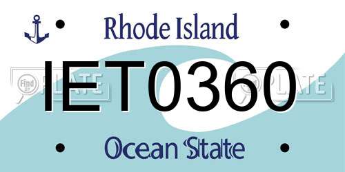 IET0360 Rhode Island License Plate