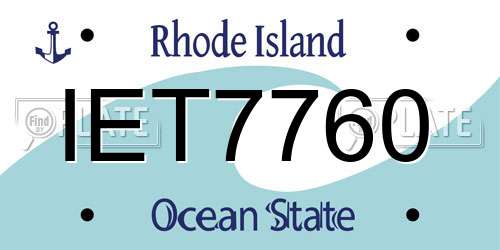 IET7760 Rhode Island License Plate