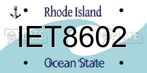 IET8602 Rhode Island License Plate