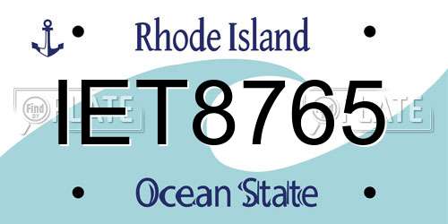 IET8765 Rhode Island License Plate