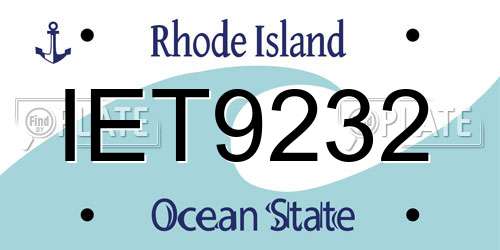 IET9232 Rhode Island License Plate