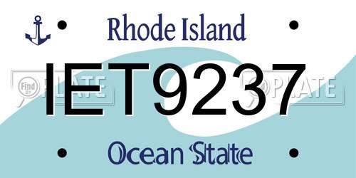 IET9237 Rhode Island License Plate