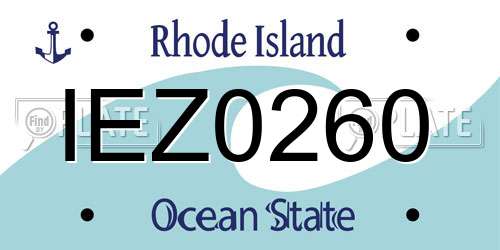 IEZ0260 Rhode Island License Plate