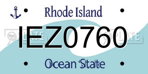 IEZ0760 Rhode Island License Plate