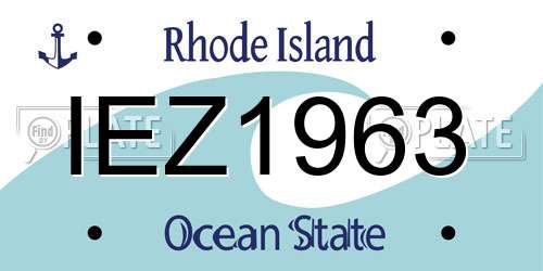 IEZ1963 Rhode Island License Plate