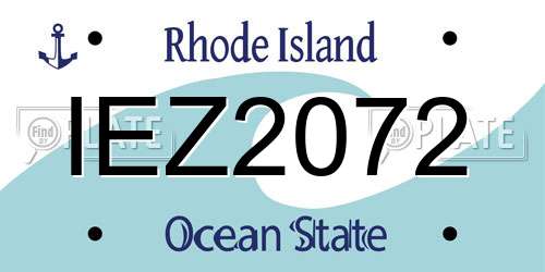 IEZ2072 Rhode Island License Plate