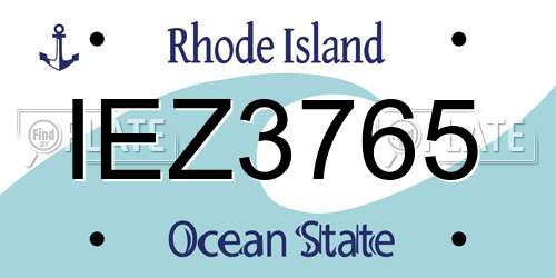 IEZ3765 Rhode Island License Plate