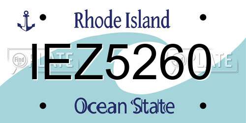IEZ5260 Rhode Island License Plate