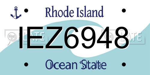 IEZ6948 Rhode Island License Plate