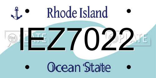 IEZ7022 Rhode Island License Plate